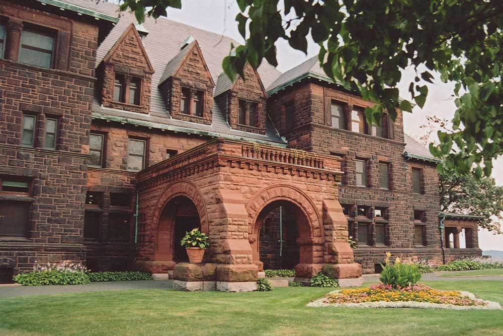 The backside of the James J Hill House in St. Paul, Minnesota.