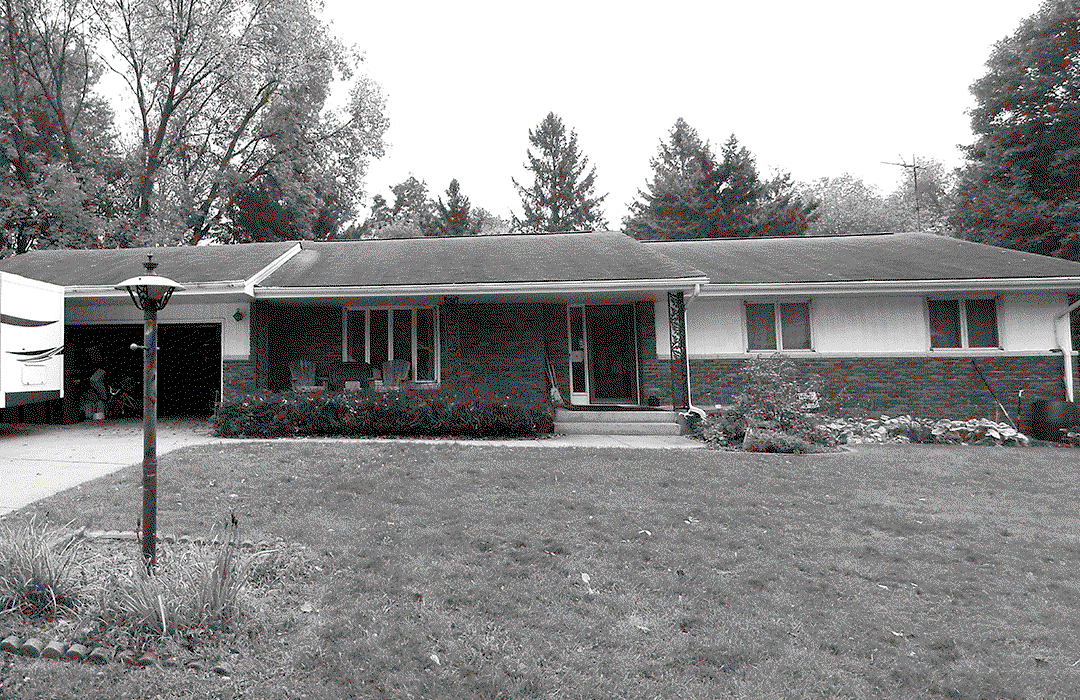 A before and after gif of the exterior of a home remodeled by Revolution Design and Build.