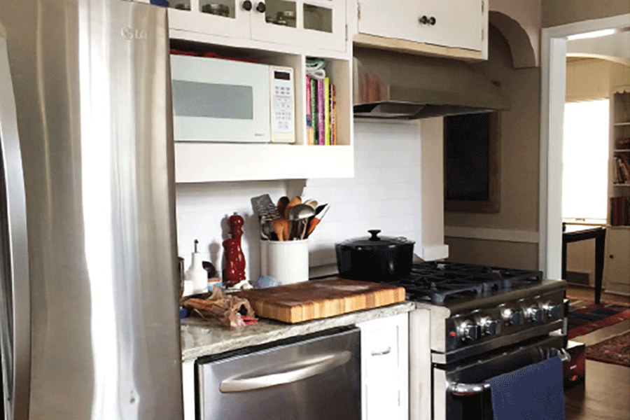 A gif showing new storage options after a kitchen remodel by LiLu Interiors.