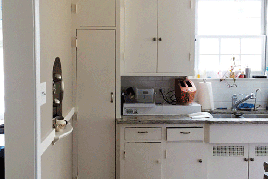 A gif of a kitchen remodel by LiLu Interiors showing before and after photos.
