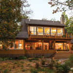 CF Design and Lake Effect Builders Remodel a Madeline Island Cabin Evening_Exterior