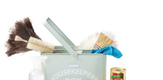 Fun Products for Spring Cleaning cleaning supplies tote and brushes