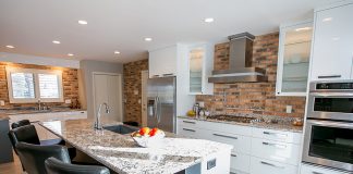 Orfield Design Kitchen remodel with stainless steel appliances and island