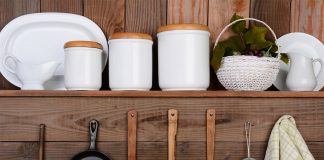 5 Things to Add to Your Cabin Kitchen cabin-kitchen essentials lined up on the wall
