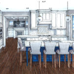 Schrader Company rendering of kitchen remodel with wood floors