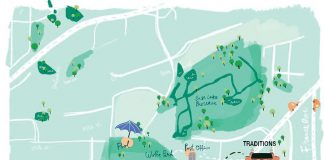 An illustration map of St. Louis Park's Design District.