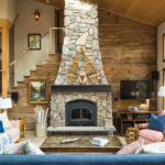 A remodeled living room by Peterssen Keller Architecture and KOR Interior Design at a cabin in Luck, Wisconsin.
