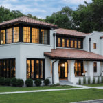 The exterior of a Mediterranean-styled home on the Mississippi River in St. Paul, Minnesota.