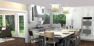 2018 Luxury Remodeling Tour: AMEK, Inc 3D rendered image of a redesigned kitchen