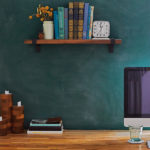 DIY Vintage Wall Courtesy Chalkboard Paint A green chalkboard wall in an office.