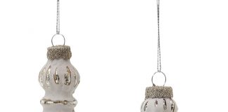 Decorative hanging white ornaments.