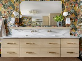 colorful wallpaper bathroom