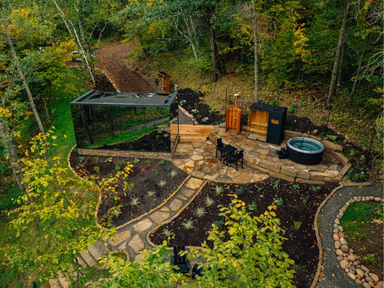 Aerial view of mirror cabin lot in Cuyuna Cabin Collection