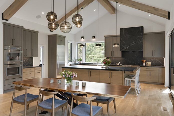 Open layout kitchen and dining room