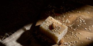 Lather up with Blue Heron Body Home’s handmade vegan Almond Oatmeal Soap—an exfoliating, revitalizing bar that leaves the skin kissed with the heavenly scent of freshly baked cookies.