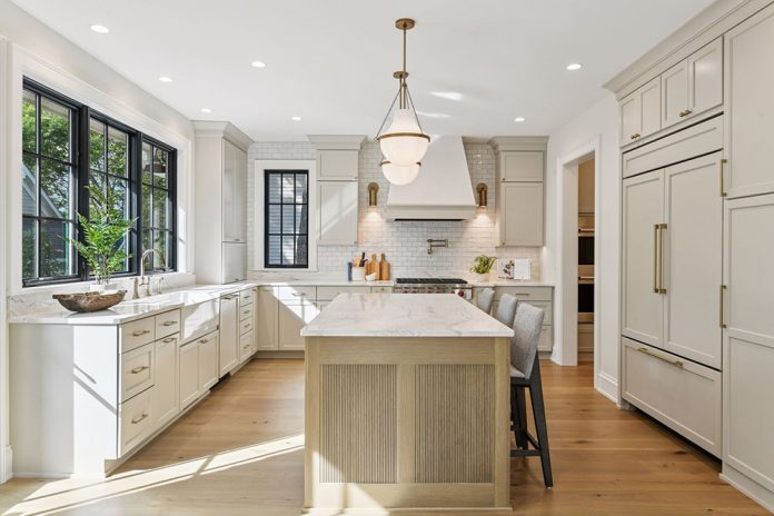 white and marble kitchen