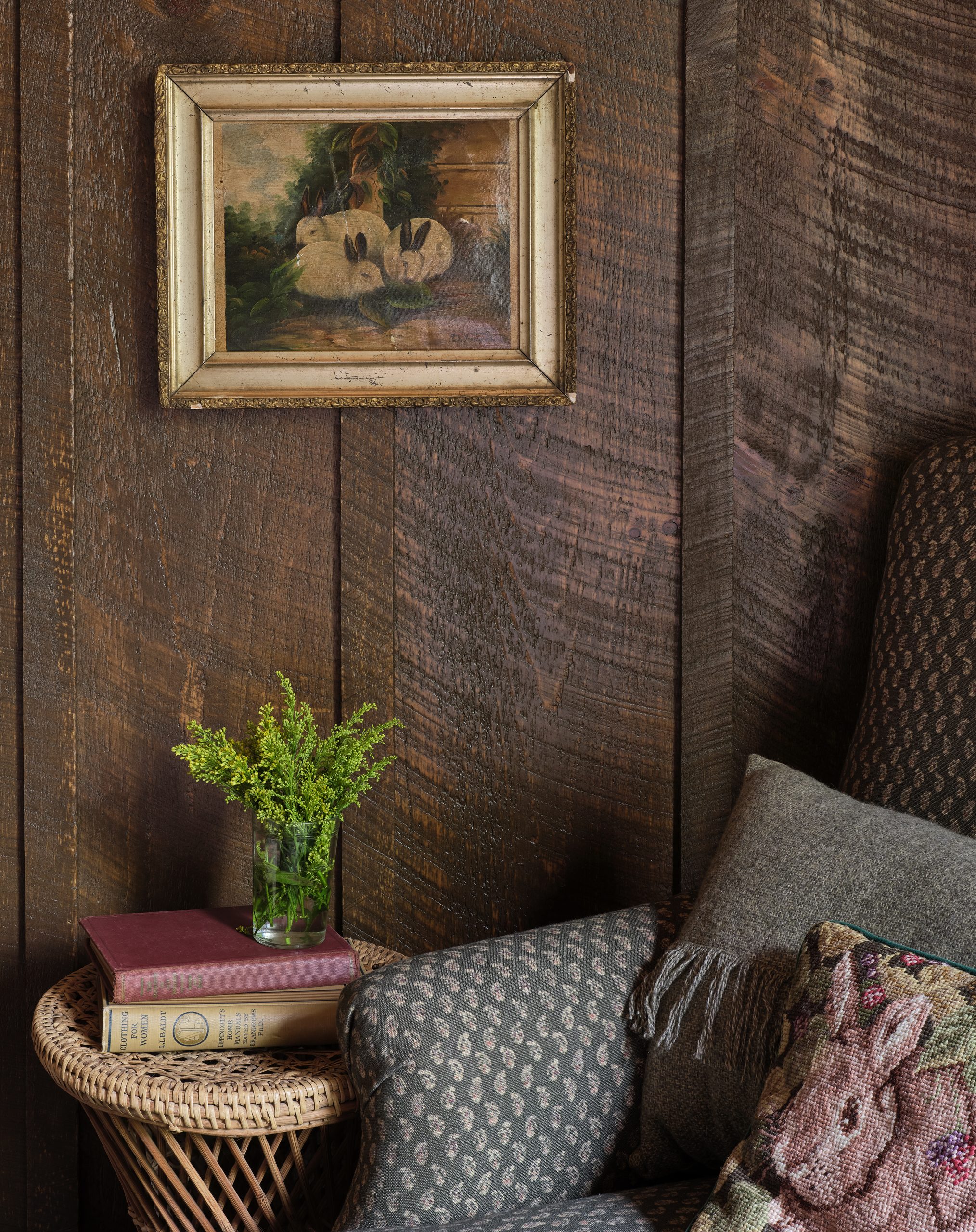 Themes of flora, fauna, and, landscapes run through vintage objects Heather Peterson collected for more than a year for a cabin project.