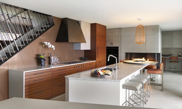 modern kitchen with built ins