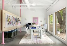 Liquidpink Interiors’ Shed-Turned-Studio The bright, spacious workspace in Liquidpink Interiors' studio.