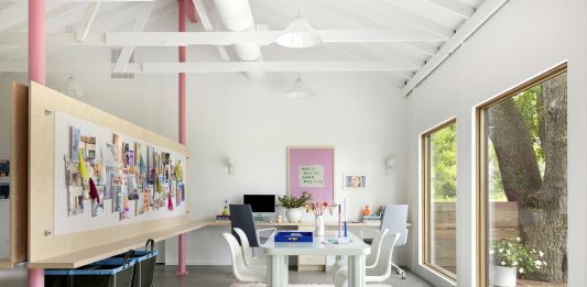 Liquidpink Interiors’ Shed-Turned-Studio The bright, spacious workspace in Liquidpink Interiors' studio.
