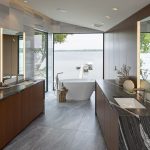 Mark D. Williams Custom Homes soaking tub overlooking lakeside window