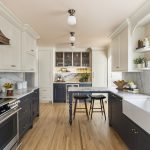 Functionality Shines in This Sophisticated Kitchen Remodel Hues of deep charcoal and creamy white pair with brass and heavily veined quartzite to create a space that brings color, texture, and visual details together. The Form From Form custom copper and brass hood is an especially showstopping piece.