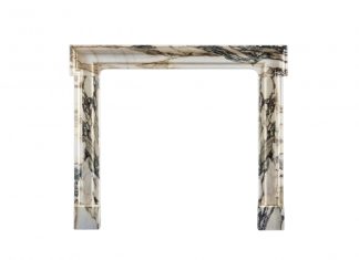 Designer Product Pick: Jamb Mereworth Mantel The marble brushstrokes on Jamb's Merethorth Mantel complement the "eared" 18th-century form.