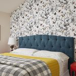 A Charming Guest Suite Leans into Color Schumacher wallpaper, a custom velvet headboard, and colorful nightstand make this guest suite stand out.
