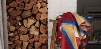 Add wool goods for warmth from Faribault Mill—like the Honor Throw, featuring a woven geometric pattern by Minneapolis’ celebrated contemporary artist, Dyani White Hawk.