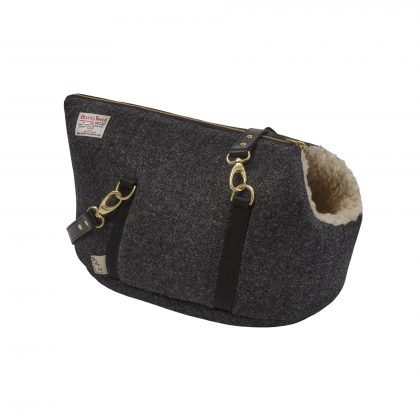 Bardsey Black Harris Tweed Luxury Dog Carrier and Travel Bed from LishLondon. August 4, 2026