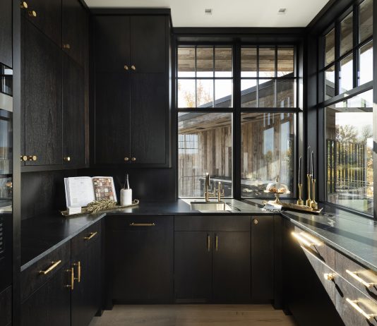Natural pours into this butler's pantry to balance the dark cabinetry