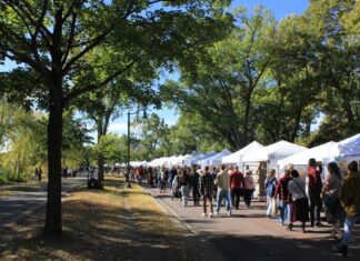 Line of tents at 2025 City of Lakes Art Fair