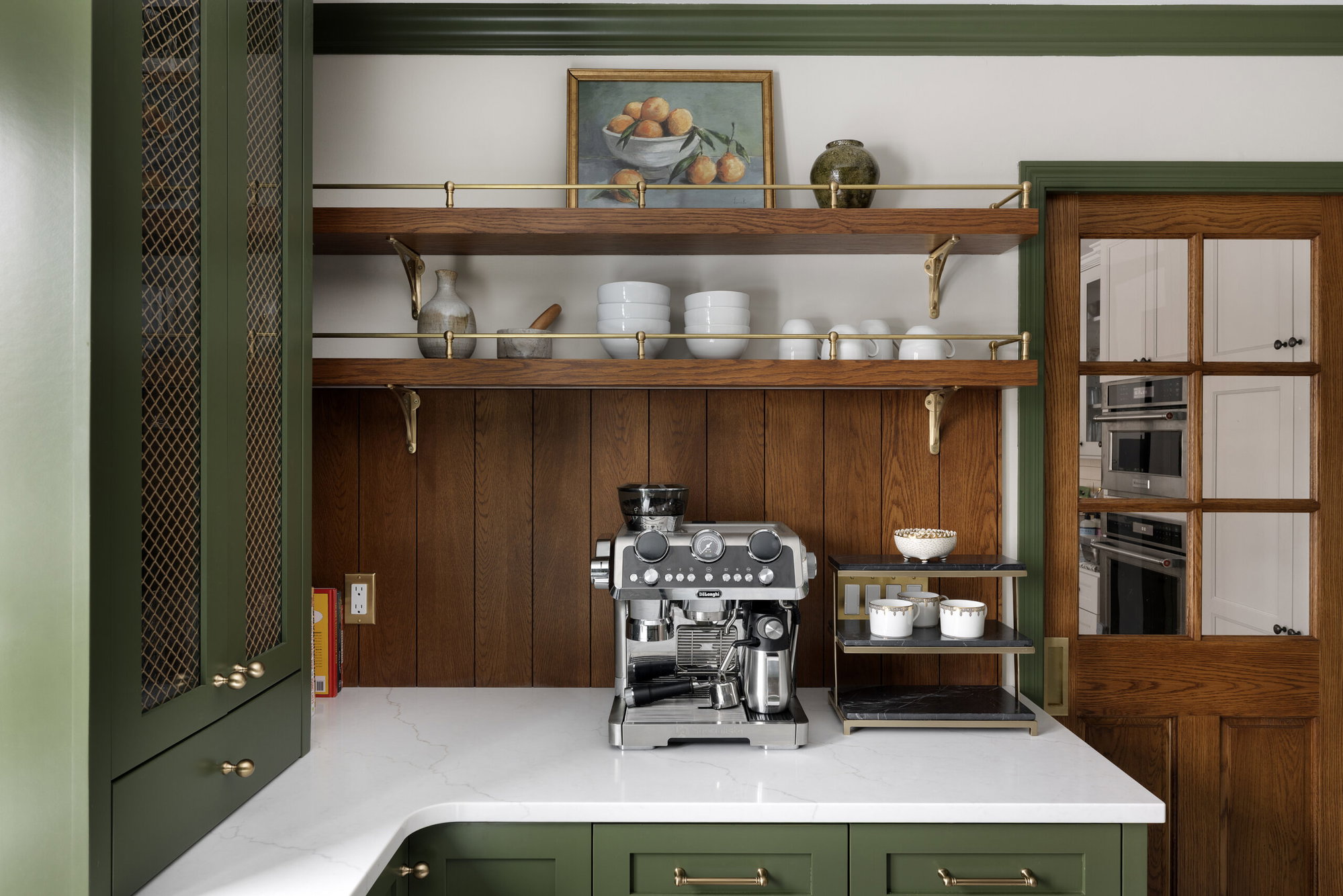 A dedicated coffee bar in the butler's pantry